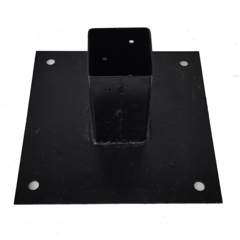 Porta palo per pavimento nero acciaio zincato 6x6x12 cm – supporto fissaggio pali legno cemento terrazzo giardino