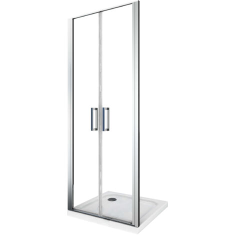 Porta Parete Doccia 115 cm 2 Ante Battenti in Cristallo 6mm H190 Saloon