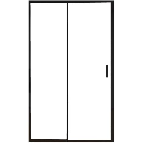Porta Parete Doccia 140 cm 1 anta Scorrevoli con Profili Neri in Cristallo trasparente 6mm H195 Bonussi Sole