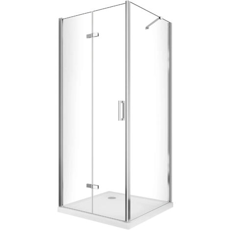 Porta Parete Doccia 140 cm 2 Ante a Libro in Cristallo Trasparente 6mm H190