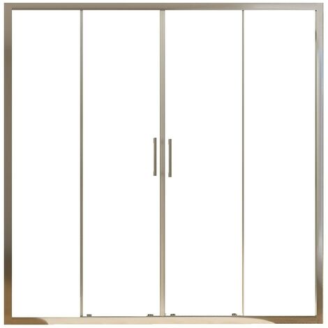 Porta Parete Doccia 140 cm 2 Ante Scorrevoli in Cristallo Trasparente 6mm H195 Bonussi Giuly