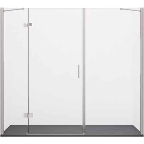 Porta Parete Doccia 150 cm 1 Anta Battente in Cristallo Trasparente 8mm H195 Bonussi Iole