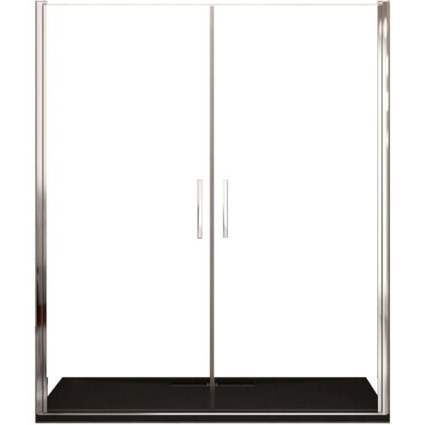 Porta Parete Doccia 170 cm 2 Ante Battenti in Cristallo Trasparente 6mm H195 Bonussi Alexia