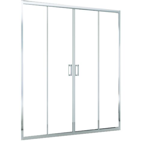 Porta Parete Doccia 170 cm 2 ante Scorrevoli Centrali in Cristallo Trasparente 6mm H195 Bonussi Tosca