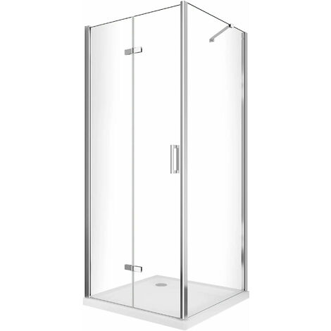 Porta Parete Doccia 180 cm 2 Ante a Libro in Cristallo Trasparente 6mm H190