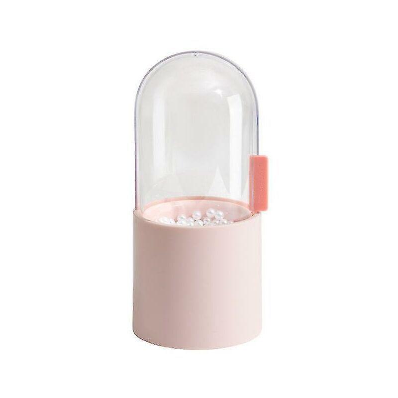 Image of Fortuneville - Porta pennelli per trucco con coperchio Scatola porta pennelli per trucco con coperchio girevole trasparente 1 pezzo rosa