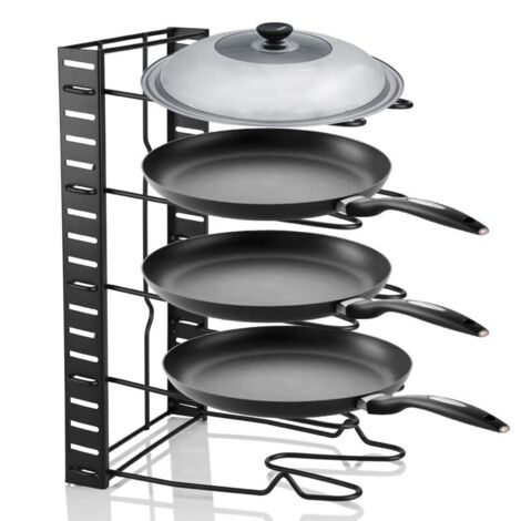 Porta pentole, organizer per padelle, organizer per cassetti a 5 livelli con porta coperchi, per utensili, pentole, padelle, coperchi, 38x21x4 cm
