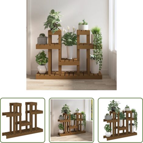 Porta piante -  Supporto per Piante Ambra 104,5x25x77,5 cm Legno Massello Pino
