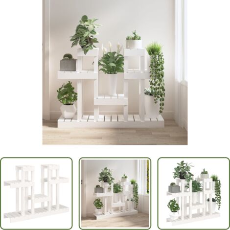 Porta piante - Supporto per Piante Bianco 104,5x25x77,5 cm in Massello di Pino