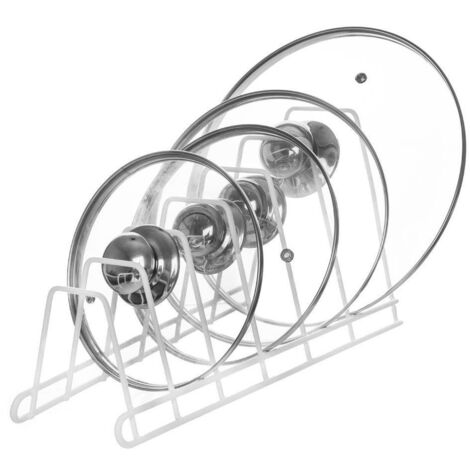 PORTA PIATTI E COPERCHIO IN METALLO BIANCO ORGANIZZATORE DA CUCINA 34 CM
