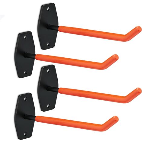 Porta pneumatici da parete, set da 4, per pneumatici e cerchi fino a 40 kg, acciaio, arancione - nero