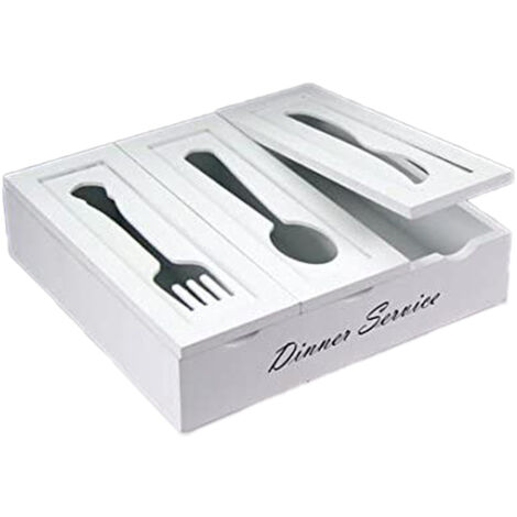 PORTA POSATE IN LEGNO COLORE BIANCO 27 X 25 X 7 CM