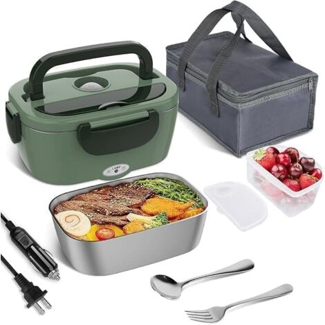 Porta Pranzo Elettrico in Acciaio Inox 1,5 L – 80 W, 12/24 V & 110/220 V, Riscaldante per Auto, Camion e Ufficio