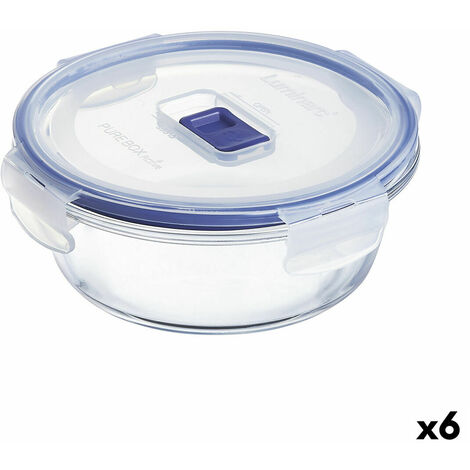 Porta pranzo Ermetico Luminarc Easy Box Azzurro Vetro (380 ml) (6 Unità)