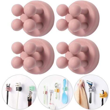 Porta rasoio a gancio per lavandino - Set di 4 porta spazzolini in silicone, impermeabili e autoadesivi, pratici e divertenti, per riporre asciugamani, salviette e bombe da bagno in un c