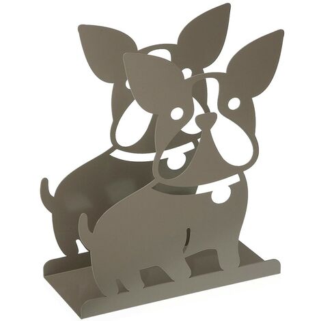 Porta riviste tortora con decoro cane per arredo negozio ufficio ingresso casa  in metallo moderno e particolare