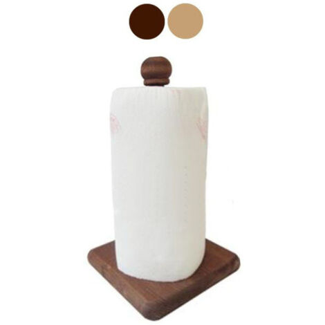 Porta rollo de madera vertical natural de 14x30 cm
