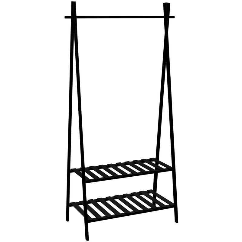 

Msv - Porta Ropa Bambú 2 Estantes Todo Negro