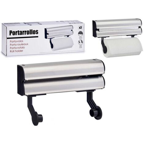 Porta rotolo da cucina in acciaio inox triplo Kinvara 66533