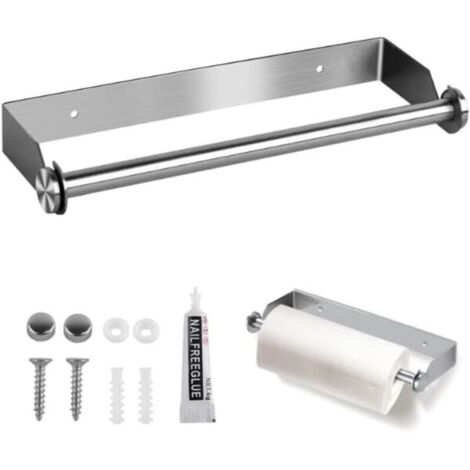 Porta rotolo di carta assorbente da parete in acciaio inox con fissaggio autoadesivo. Non è necessaria la foratura, ideale per cucina e bagno.