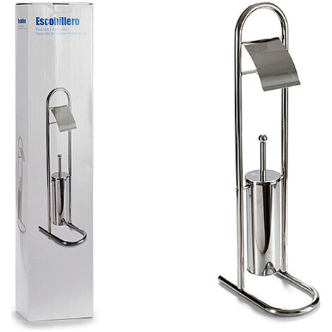 Porta rotolo di carta igienica con supporto e porta scopino, acciaio inox, 80cm, 50689-50691, berillo