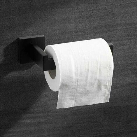Porta rotolo di carta igienica in acciaio inox nero per bagno e cucina (quadrato)