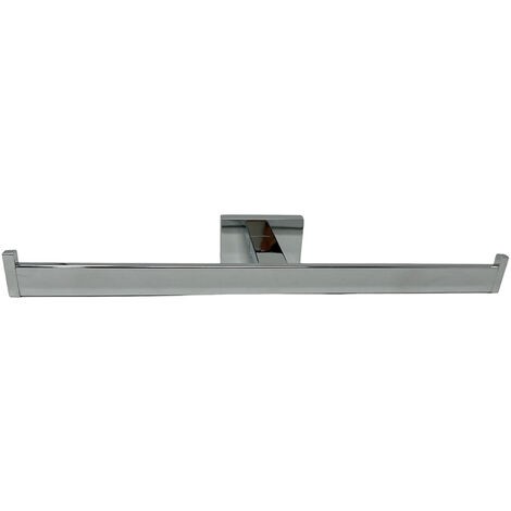 Porta rotolo doppio moderno da muro in acciaio lucido 31 cm fissaggio con viti accessori arredo bagno