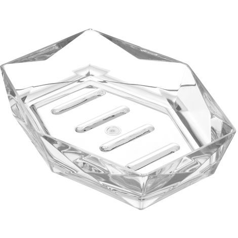 Porta Sapone Bianco Trasparente In Plastica ABS Diamante