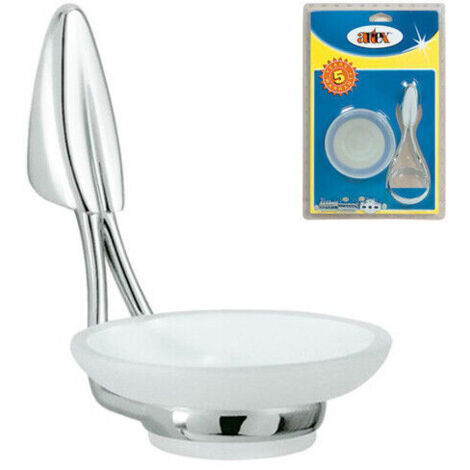 Porta Sapone con Piatto Vetro da Bagno a Parete Muro 11x15x15cm In Acciaio Inox