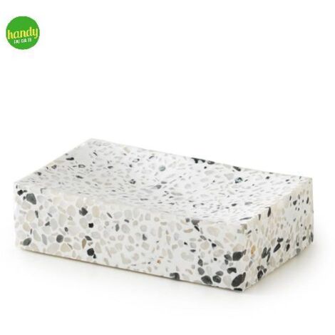 Porta sapone da appoggio in graniglia di marmo modello zoe dim. cm (lxpxh): 11,5x7x3 - bianco/nero GEDY