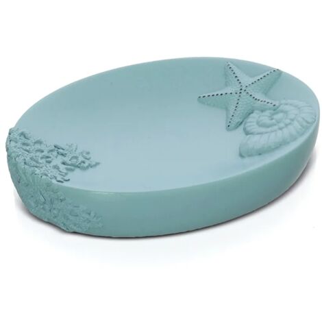 Porta sapone da appoggio in resina colore acquamarina  Coral