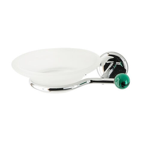 Porta sapone da bagno linea elite in ottone cromato e finali in vetro colorato - accessori bagno, colore finali vetro verde trasparente
