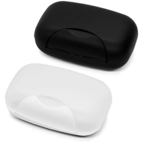 Porta sapone da viaggio, in plastica impermeabile, robusto, per il bagno (nero e trasparente, 2 pezzi)