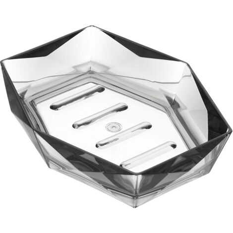 Porta Sapone Grigio Trasparente In Plastica ABS Diamante