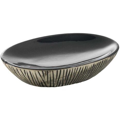 Porta Sapone Moderno D'appoggio In Ceramica Nero E Venture  Nambino