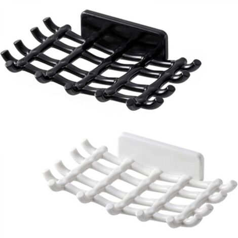 Porta sapone per doccia, set da 2, in plastica adesiva, non necessitano di chiodi, disponibili in bianco e nero, non richiedono foratura, adatti per le pareti della doccia.