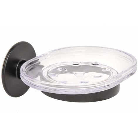 Porta Saponetta da Bagno Nero a Parete Biadesivo o Viti Wind Black