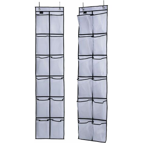 Porta scarpiera sospesa stretta sopra la porta dell'armadio, bianco, set di 2