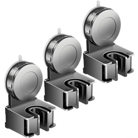 Porta scope in 3 parti - Ventosa - Sistema per appendere le scope - Organizzatore da parete - Porta attrezzi - Accessori per il bagno - Per scope, mop e attrezzi da giardino