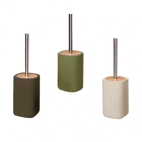 Porta scopino ceramica e legno - serie twin  Colore: Sabbia
