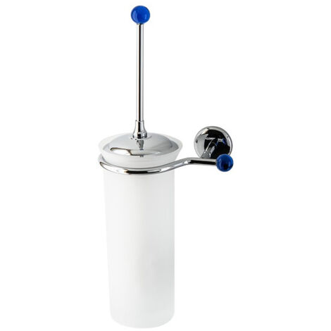 Porta scopino da bagno a parete linea elite in ottone cromato e vetro satinato con finali in vetro colorato - accessori bagno, colore finali vetro bianco satinato