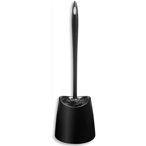 Porta scopino per wc in plastica nera con setole morbide
