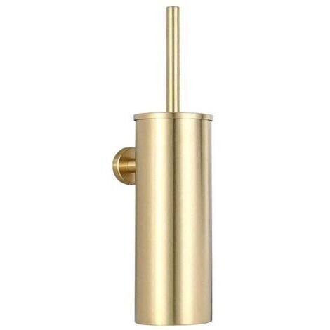Porta scopino per WC, scopino per WC, scopino per WC in acciaio inox 304, montaggio a parete, impermeabile, facile da pulire per WC, bagno, WC con supporto, scopino antibatterico (oro)