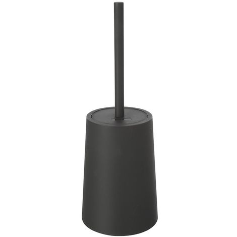Porta scopino wc da appoggio in plastica grigia dal design tondo