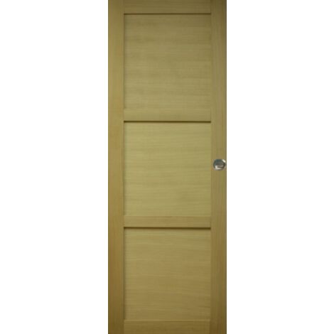 Porta scorrevole a 3 pannelli impiallacciata Ayous Larghezza 83 + 2 gusci installati