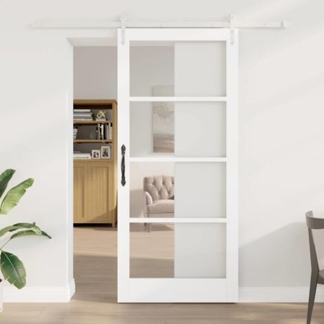 Porta Scorrevole Bianco 93 x 211 cm Legno e metallo vidaXL