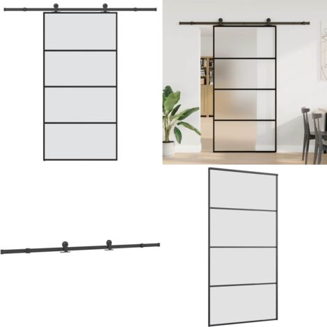 Porta Scorrevole con Ferramenta 102,5x205cm Vetro ESG Alluminio - Vetro ESG - Alluminio