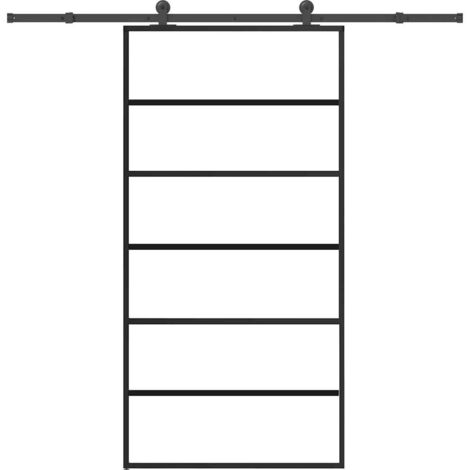 Porta Scorrevole con Ferramenta 102x205 cm Vetro ESG Alluminio vidaXL
