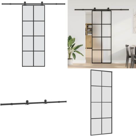 Porta Scorrevole con Ferramenta 76x205cm Vetro ESG Alluminio - Vetro e alluminio - Porta scorrevole in vetro
