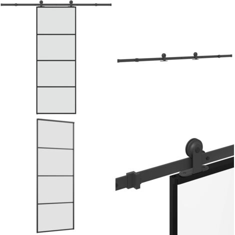 Porta Scorrevole con Ferramenta 76x205cm Vetro ESG Alluminio - Vetro ESG - Alluminio